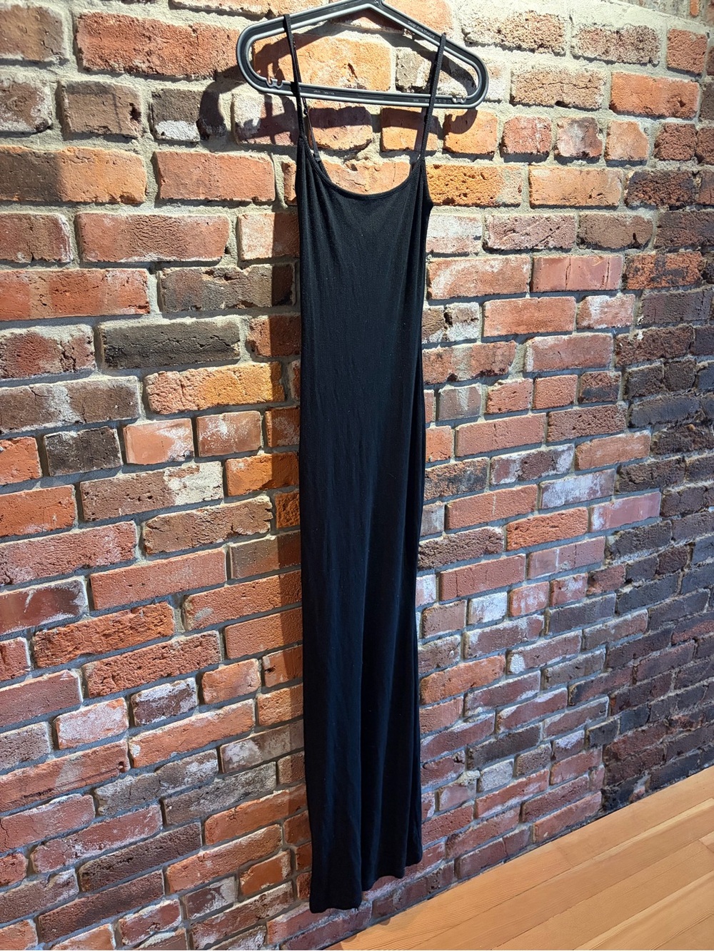 Skims - Black Slim Ribbed Slip Maxi Dress